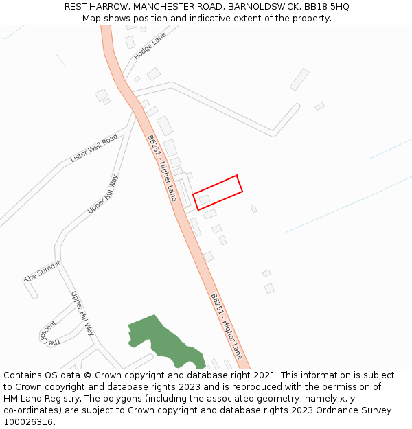 REST HARROW, MANCHESTER ROAD, BARNOLDSWICK, BB18 5HQ: Location map and indicative extent of plot