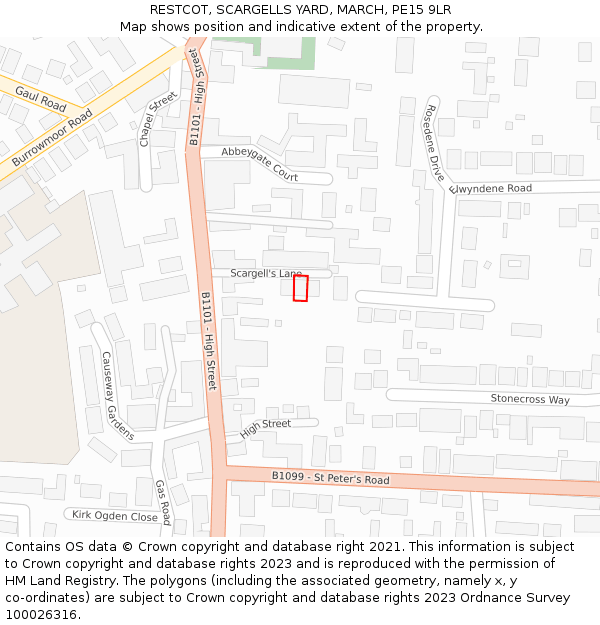 RESTCOT, SCARGELLS YARD, MARCH, PE15 9LR: Location map and indicative extent of plot