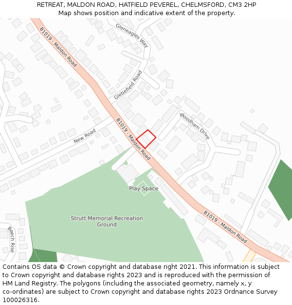 RETREAT, MALDON ROAD, HATFIELD PEVEREL, CHELMSFORD, CM3 2HP: Location map and indicative extent of plot