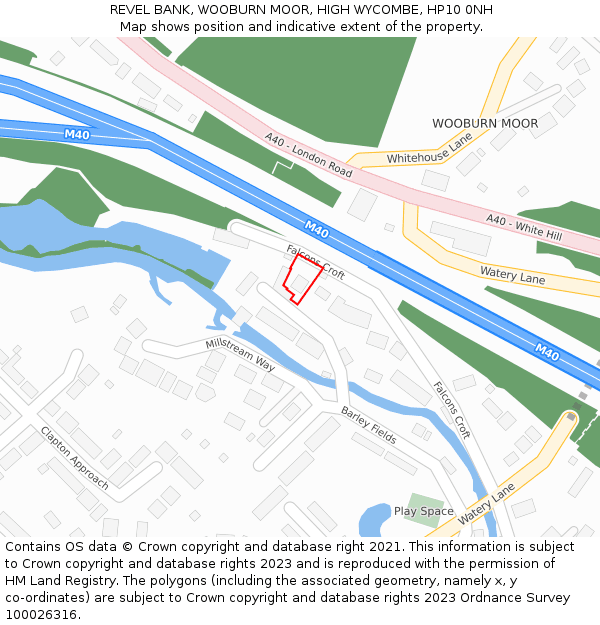 REVEL BANK, WOOBURN MOOR, HIGH WYCOMBE, HP10 0NH: Location map and indicative extent of plot