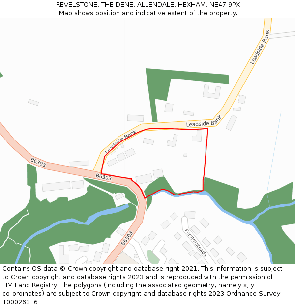 REVELSTONE, THE DENE, ALLENDALE, HEXHAM, NE47 9PX: Location map and indicative extent of plot