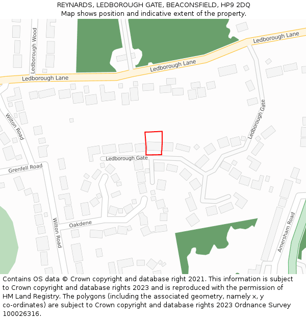 REYNARDS, LEDBOROUGH GATE, BEACONSFIELD, HP9 2DQ: Location map and indicative extent of plot