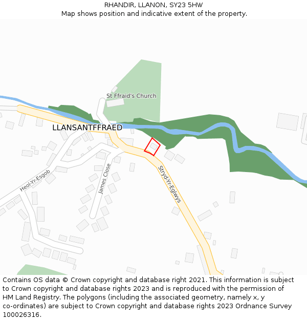 RHANDIR, LLANON, SY23 5HW: Location map and indicative extent of plot