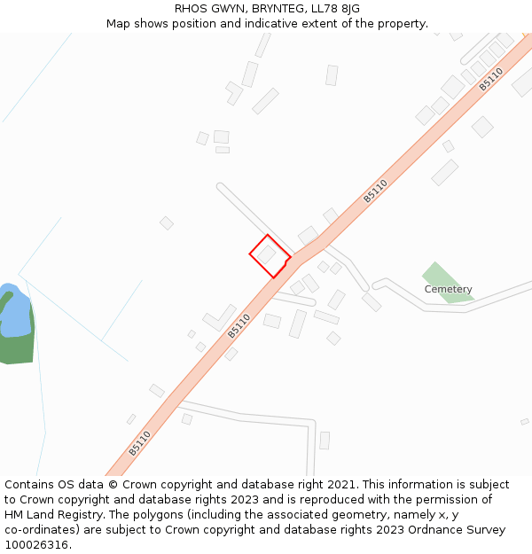 RHOS GWYN, BRYNTEG, LL78 8JG: Location map and indicative extent of plot