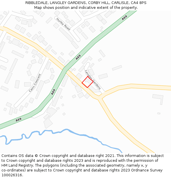 RIBBLEDALE, LANGLEY GARDENS, CORBY HILL, CARLISLE, CA4 8PS: Location map and indicative extent of plot