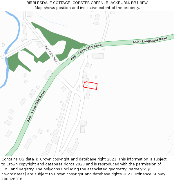 RIBBLESDALE COTTAGE, COPSTER GREEN, BLACKBURN, BB1 9EW: Location map and indicative extent of plot