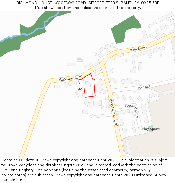 RICHMOND HOUSE, WOODWAY ROAD, SIBFORD FERRIS, BANBURY, OX15 5RF: Location map and indicative extent of plot