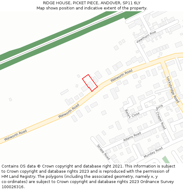 RIDGE HOUSE, PICKET PIECE, ANDOVER, SP11 6LY: Location map and indicative extent of plot