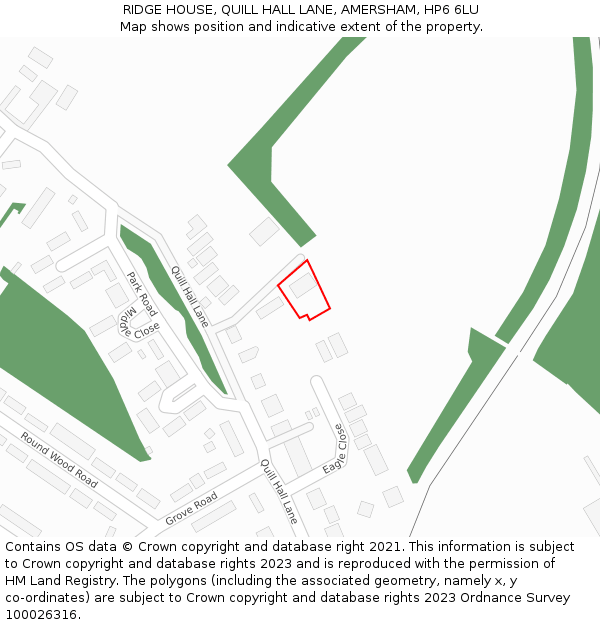 RIDGE HOUSE, QUILL HALL LANE, AMERSHAM, HP6 6LU: Location map and indicative extent of plot