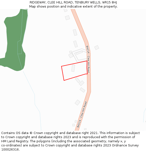 RIDGEWAY, CLEE HILL ROAD, TENBURY WELLS, WR15 8HJ: Location map and indicative extent of plot