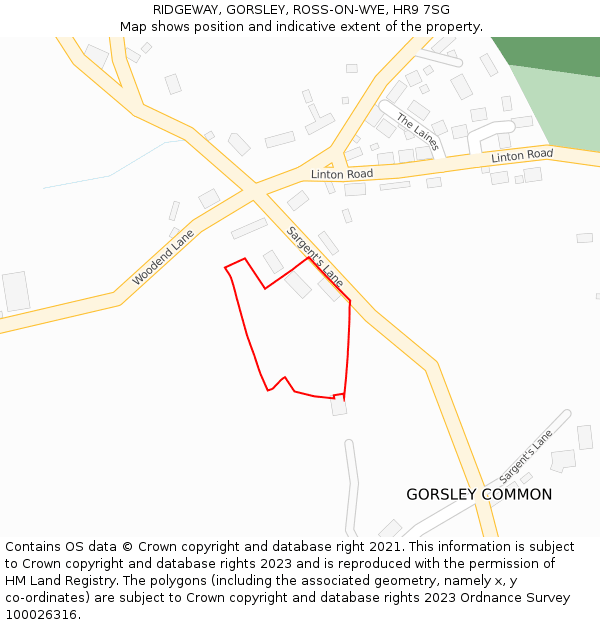 RIDGEWAY, GORSLEY, ROSS-ON-WYE, HR9 7SG: Location map and indicative extent of plot