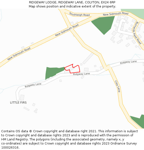 RIDGEWAY LODGE, RIDGEWAY LANE, COLYTON, EX24 6RP: Location map and indicative extent of plot