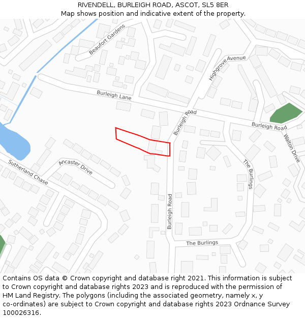 RIVENDELL, BURLEIGH ROAD, ASCOT, SL5 8ER: Location map and indicative extent of plot