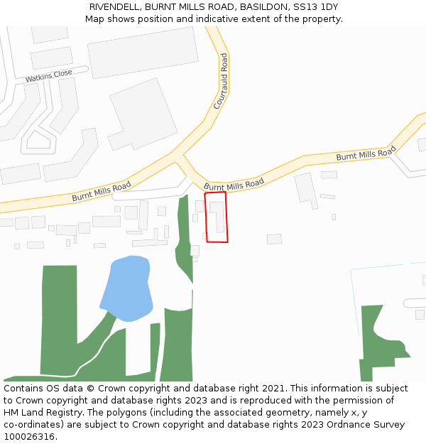 RIVENDELL, BURNT MILLS ROAD, BASILDON, SS13 1DY: Location map and indicative extent of plot