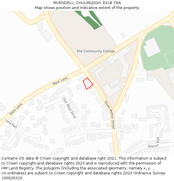 RIVENDELL, CHULMLEIGH, EX18 7AA: Location map and indicative extent of plot