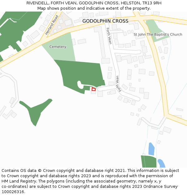 RIVENDELL, FORTH VEAN, GODOLPHIN CROSS, HELSTON, TR13 9RH: Location map and indicative extent of plot