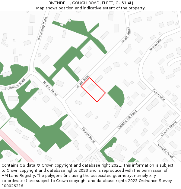 RIVENDELL, GOUGH ROAD, FLEET, GU51 4LJ: Location map and indicative extent of plot