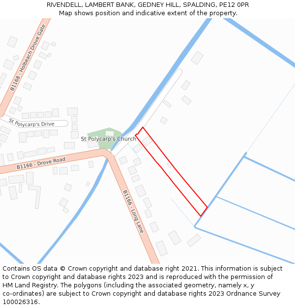 RIVENDELL, LAMBERT BANK, GEDNEY HILL, SPALDING, PE12 0PR: Location map and indicative extent of plot