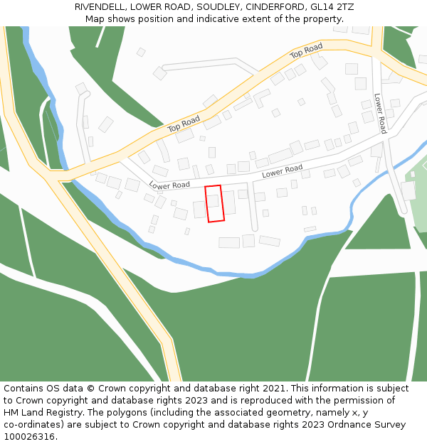 RIVENDELL, LOWER ROAD, SOUDLEY, CINDERFORD, GL14 2TZ: Location map and indicative extent of plot