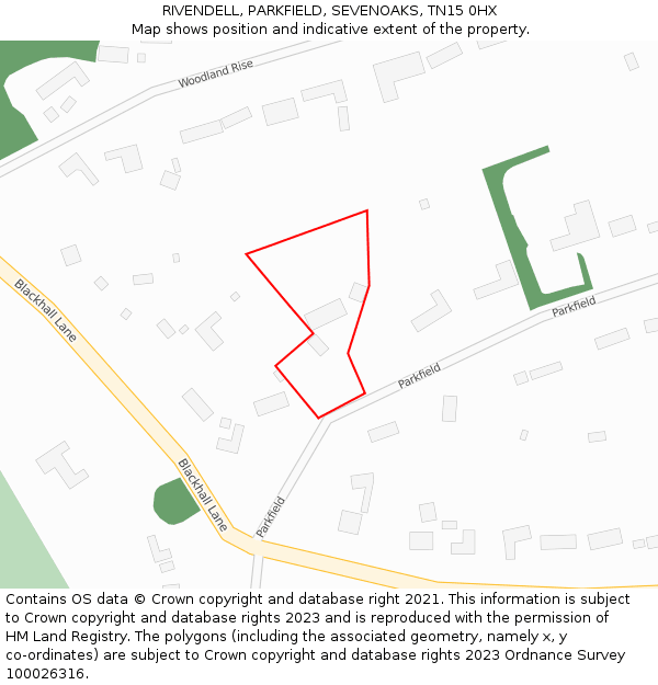 RIVENDELL, PARKFIELD, SEVENOAKS, TN15 0HX: Location map and indicative extent of plot