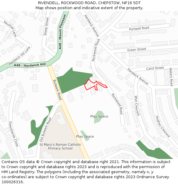 RIVENDELL, ROCKWOOD ROAD, CHEPSTOW, NP16 5DT: Location map and indicative extent of plot