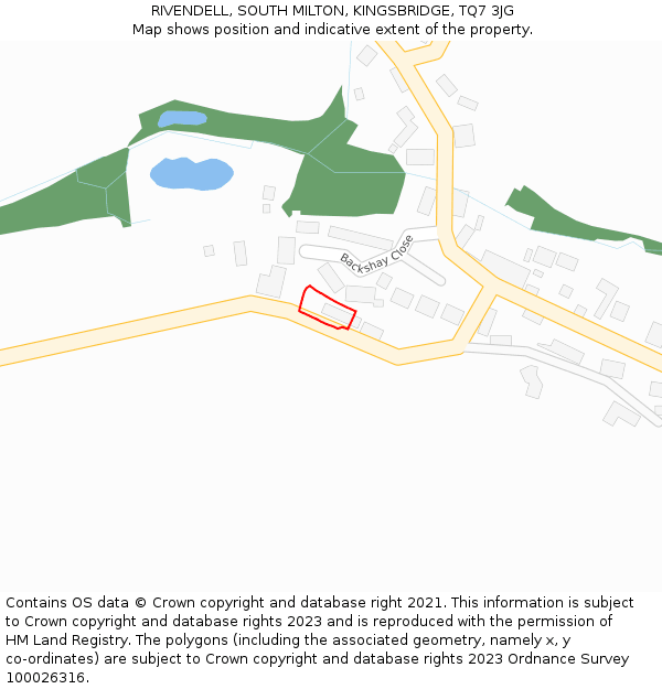 RIVENDELL, SOUTH MILTON, KINGSBRIDGE, TQ7 3JG: Location map and indicative extent of plot