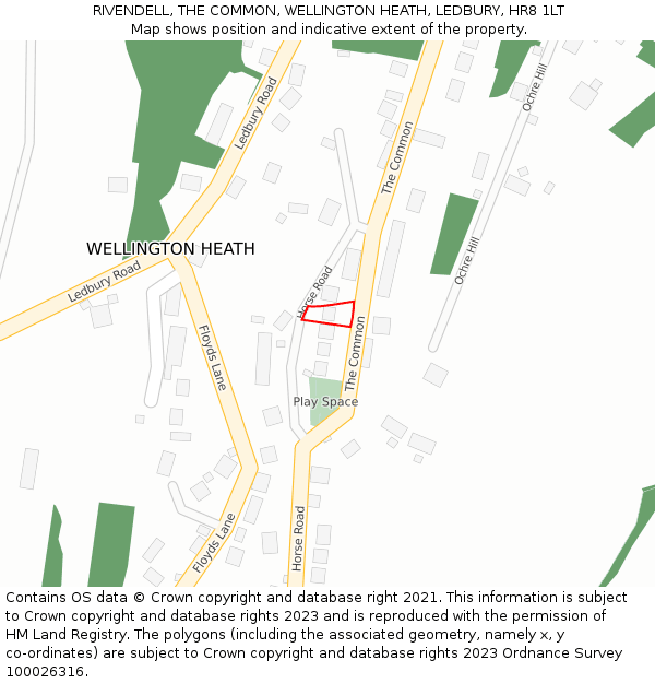 RIVENDELL, THE COMMON, WELLINGTON HEATH, LEDBURY, HR8 1LT: Location map and indicative extent of plot
