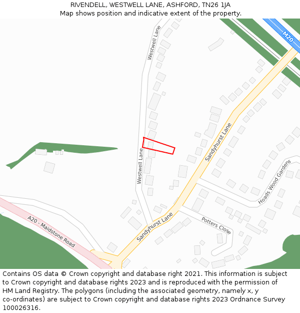 RIVENDELL, WESTWELL LANE, ASHFORD, TN26 1JA: Location map and indicative extent of plot