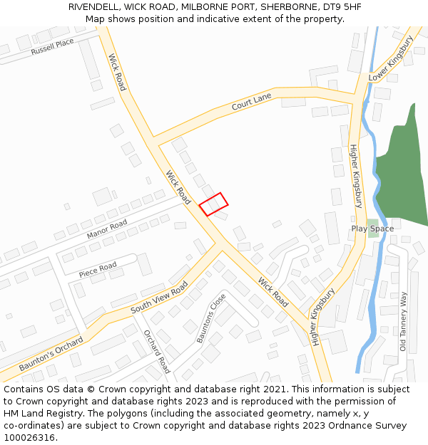 RIVENDELL, WICK ROAD, MILBORNE PORT, SHERBORNE, DT9 5HF: Location map and indicative extent of plot