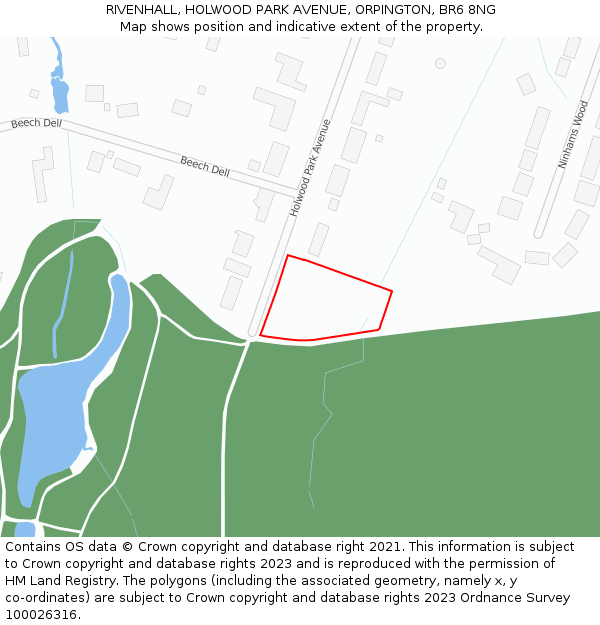 RIVENHALL, HOLWOOD PARK AVENUE, ORPINGTON, BR6 8NG: Location map and indicative extent of plot
