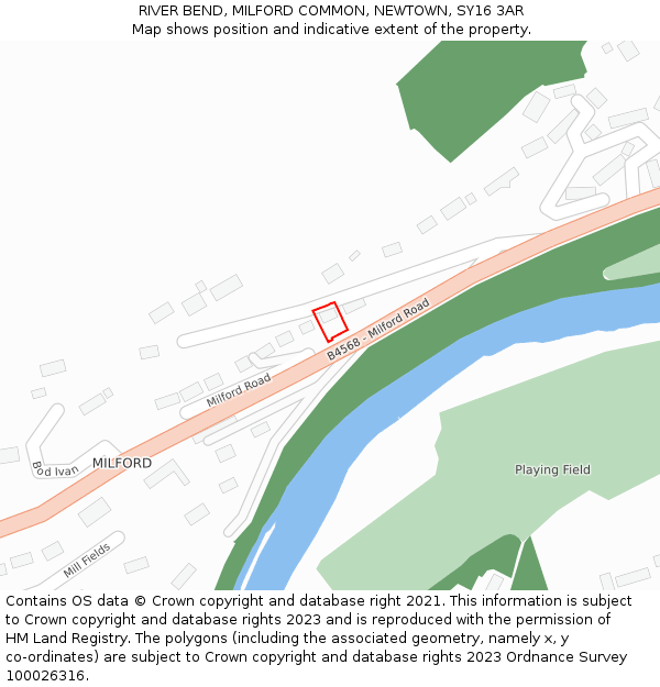 RIVER BEND, MILFORD COMMON, NEWTOWN, SY16 3AR: Location map and indicative extent of plot