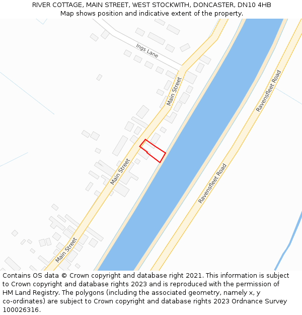 RIVER COTTAGE, MAIN STREET, WEST STOCKWITH, DONCASTER, DN10 4HB: Location map and indicative extent of plot