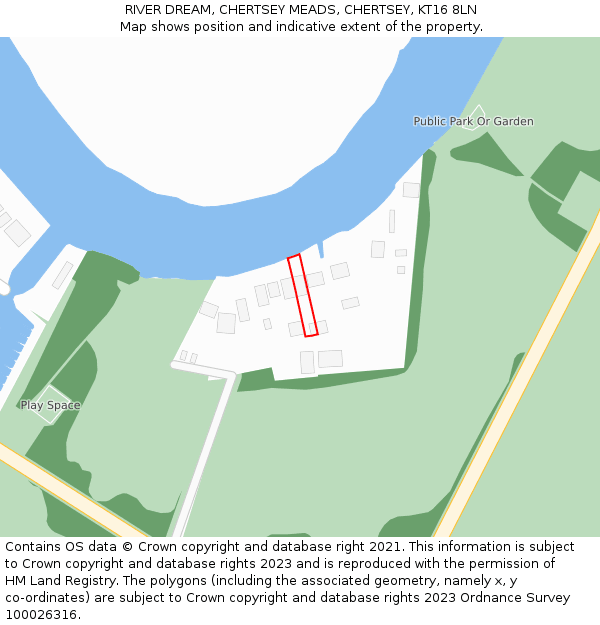 RIVER DREAM, CHERTSEY MEADS, CHERTSEY, KT16 8LN: Location map and indicative extent of plot