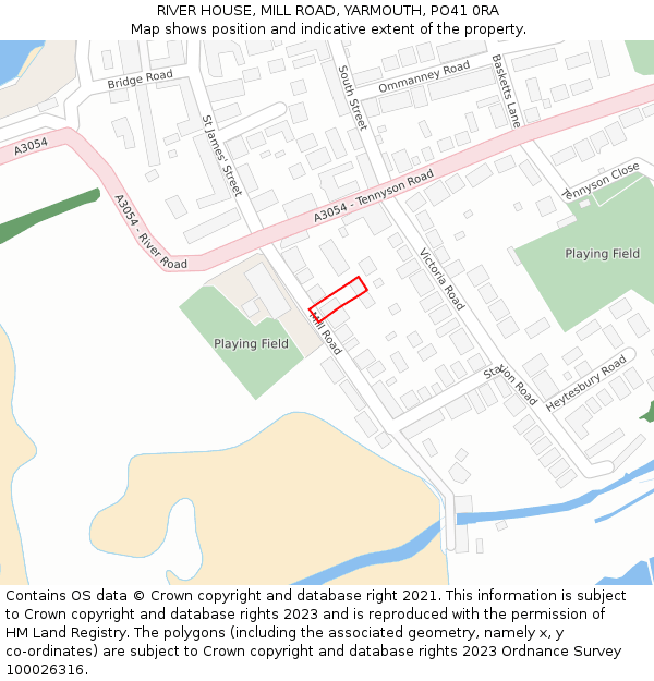 RIVER HOUSE, MILL ROAD, YARMOUTH, PO41 0RA: Location map and indicative extent of plot