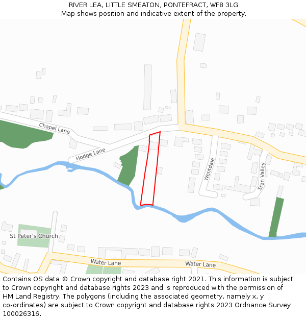 RIVER LEA, LITTLE SMEATON, PONTEFRACT, WF8 3LG: Location map and indicative extent of plot