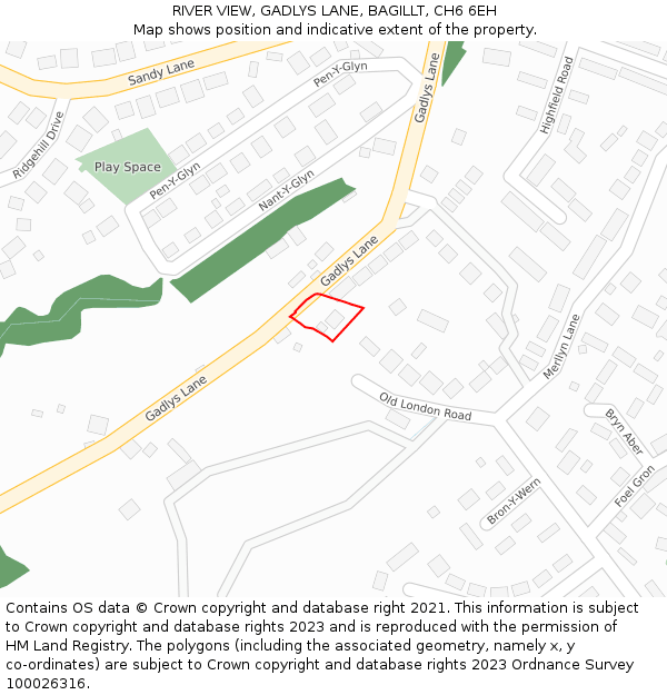 RIVER VIEW, GADLYS LANE, BAGILLT, CH6 6EH: Location map and indicative extent of plot