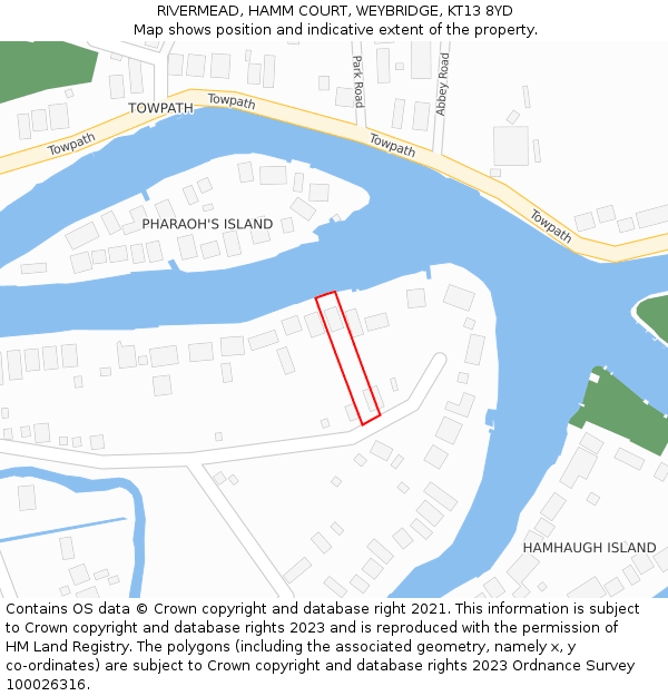 RIVERMEAD, HAMM COURT, WEYBRIDGE, KT13 8YD: Location map and indicative extent of plot