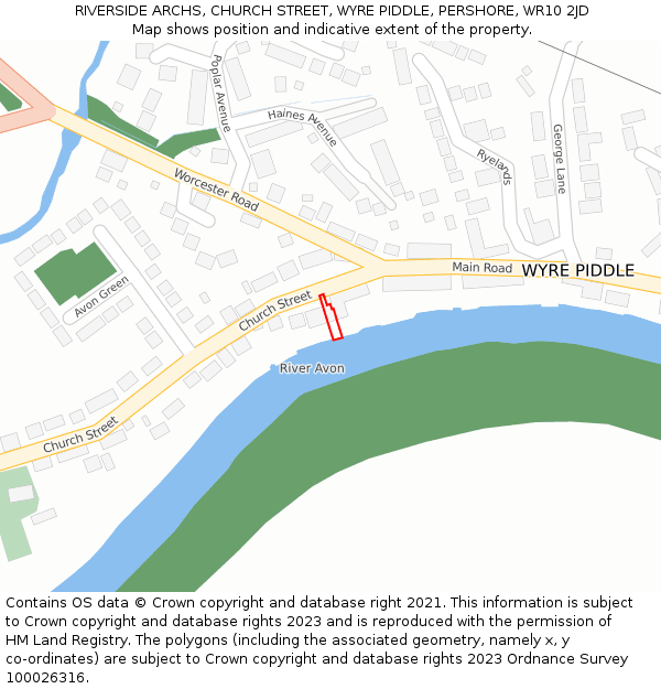RIVERSIDE ARCHS, CHURCH STREET, WYRE PIDDLE, PERSHORE, WR10 2JD: Location map and indicative extent of plot