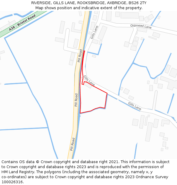 RIVERSIDE, GILLS LANE, ROOKSBRIDGE, AXBRIDGE, BS26 2TY: Location map and indicative extent of plot