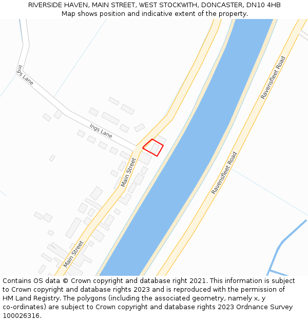 RIVERSIDE HAVEN, MAIN STREET, WEST STOCKWITH, DONCASTER, DN10 4HB: Location map and indicative extent of plot