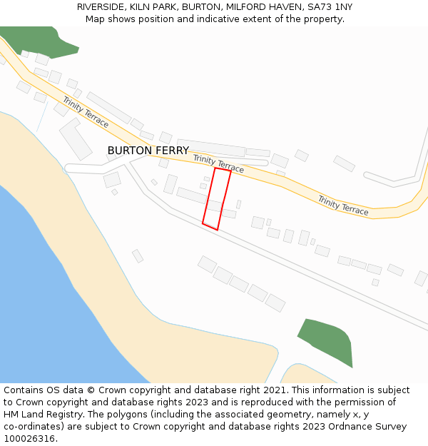 RIVERSIDE, KILN PARK, BURTON, MILFORD HAVEN, SA73 1NY: Location map and indicative extent of plot