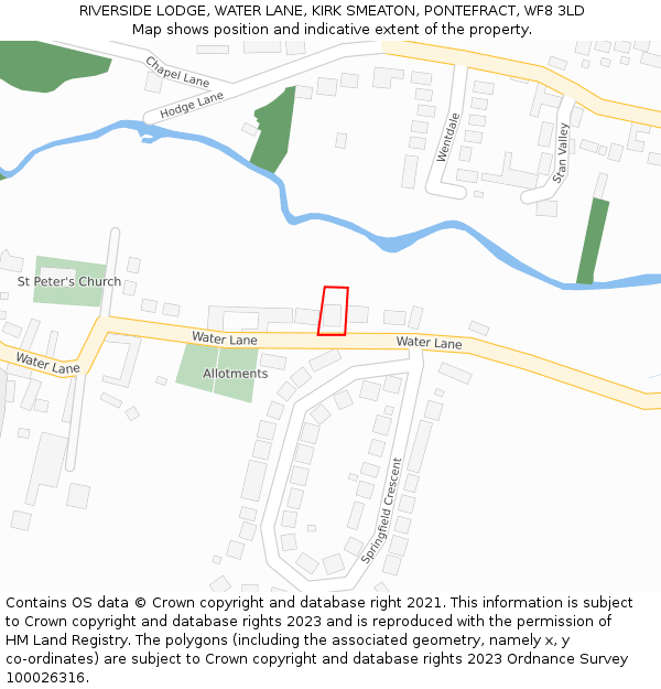 RIVERSIDE LODGE, WATER LANE, KIRK SMEATON, PONTEFRACT, WF8 3LD: Location map and indicative extent of plot