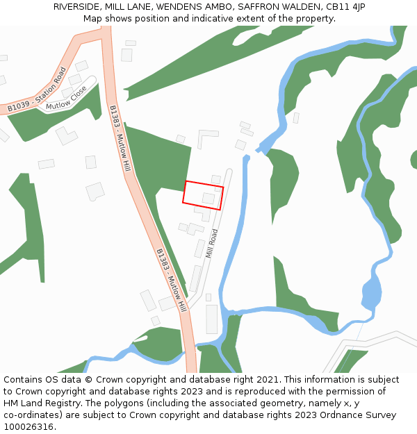 RIVERSIDE, MILL LANE, WENDENS AMBO, SAFFRON WALDEN, CB11 4JP: Location map and indicative extent of plot