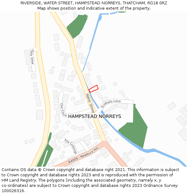 RIVERSIDE, WATER STREET, HAMPSTEAD NORREYS, THATCHAM, RG18 0RZ: Location map and indicative extent of plot