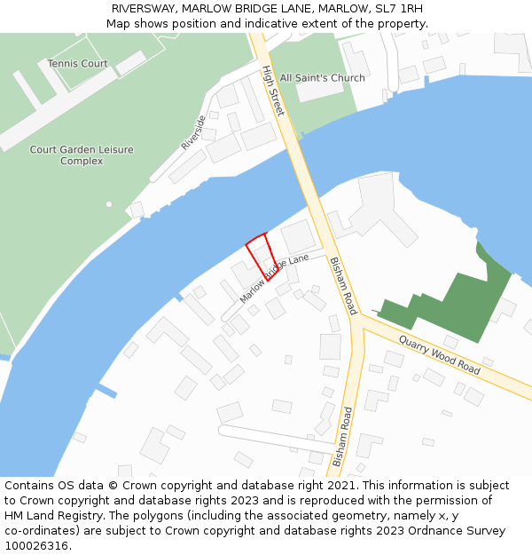 RIVERSWAY, MARLOW BRIDGE LANE, MARLOW, SL7 1RH: Location map and indicative extent of plot
