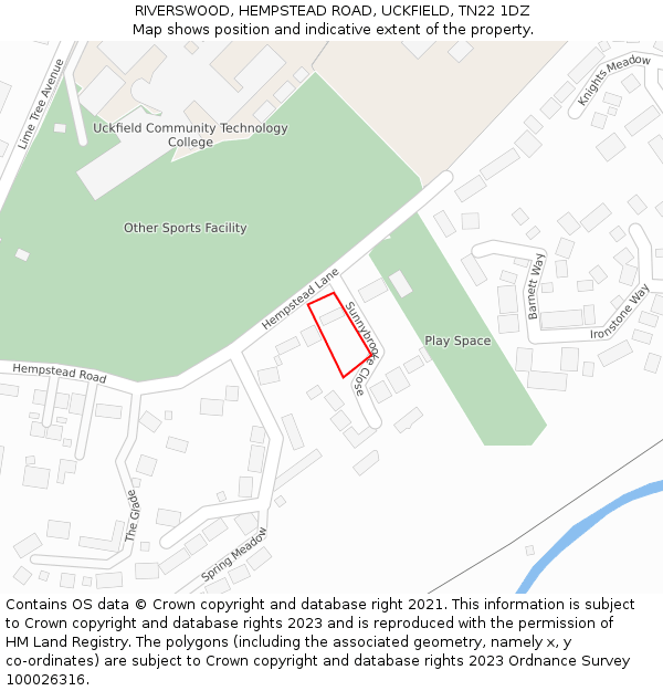 RIVERSWOOD, HEMPSTEAD ROAD, UCKFIELD, TN22 1DZ: Location map and indicative extent of plot