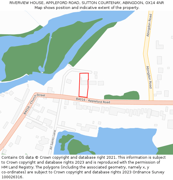 RIVERVIEW HOUSE, APPLEFORD ROAD, SUTTON COURTENAY, ABINGDON, OX14 4NR: Location map and indicative extent of plot