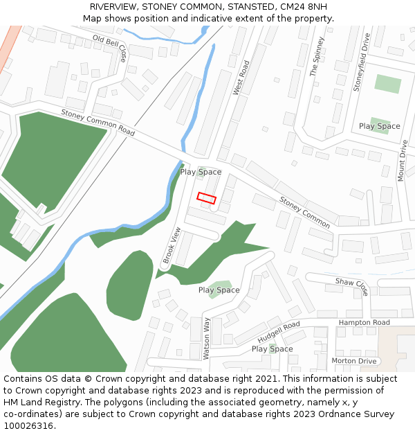 RIVERVIEW, STONEY COMMON, STANSTED, CM24 8NH: Location map and indicative extent of plot