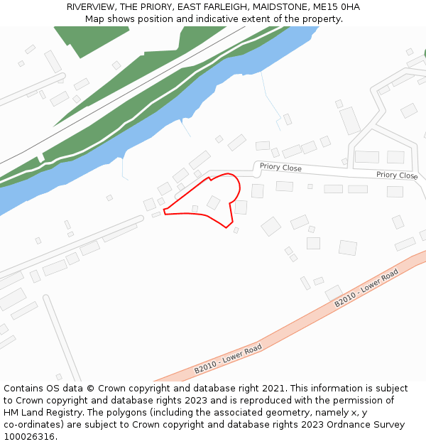 RIVERVIEW, THE PRIORY, EAST FARLEIGH, MAIDSTONE, ME15 0HA: Location map and indicative extent of plot