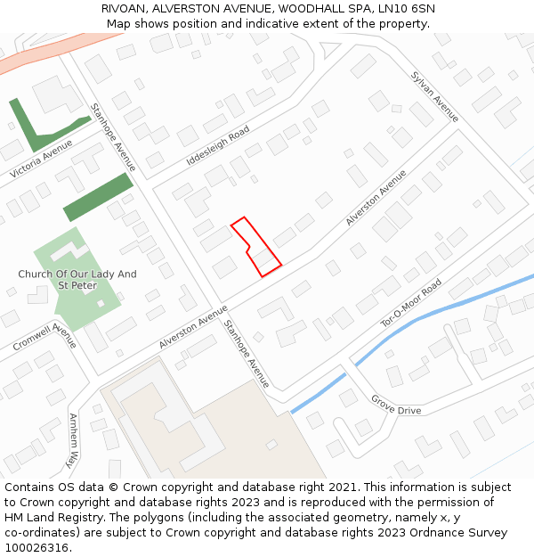 RIVOAN, ALVERSTON AVENUE, WOODHALL SPA, LN10 6SN: Location map and indicative extent of plot